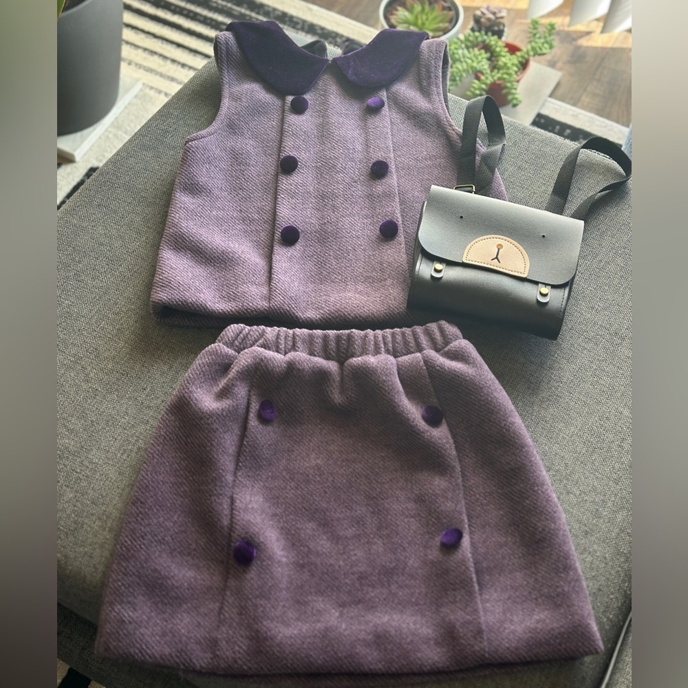 Big Girl’s Purple Vest with Matching Skirt & Mini Back Pack Set